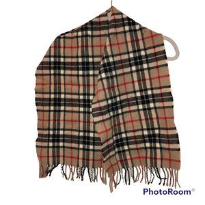 Soft khaki black red Nova Check plaid tartan scarf